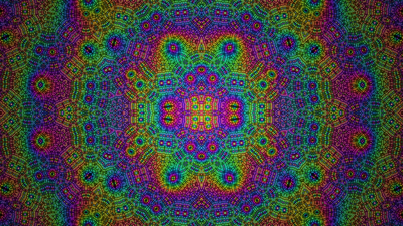 2D KIFS, a kaleidoscopic iterated-function-system shader, rendered live in Fluence.